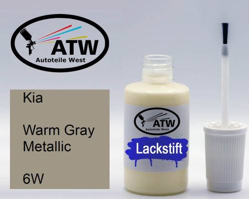 Kia, Warm Gray Metallic, 6W: 20ml Lackstift, von ATW Autoteile West.